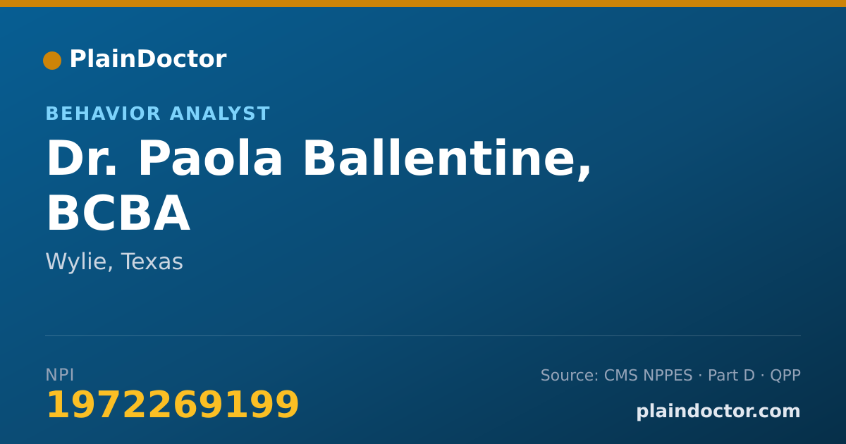 Shareable card for Paola Ballentine, BCBA - Behavior Analyst, Wylie, TX