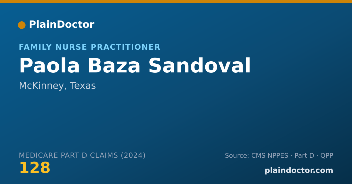 Shareable card for Paola Baza Sandoval - Family Nurse Practitioner, McKinney, TX