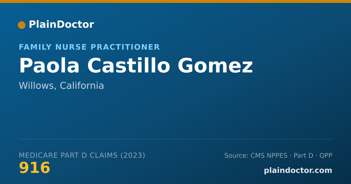 Shareable card for Paola Castillo Gomez - Family Nurse Practitioner, Willows, CA