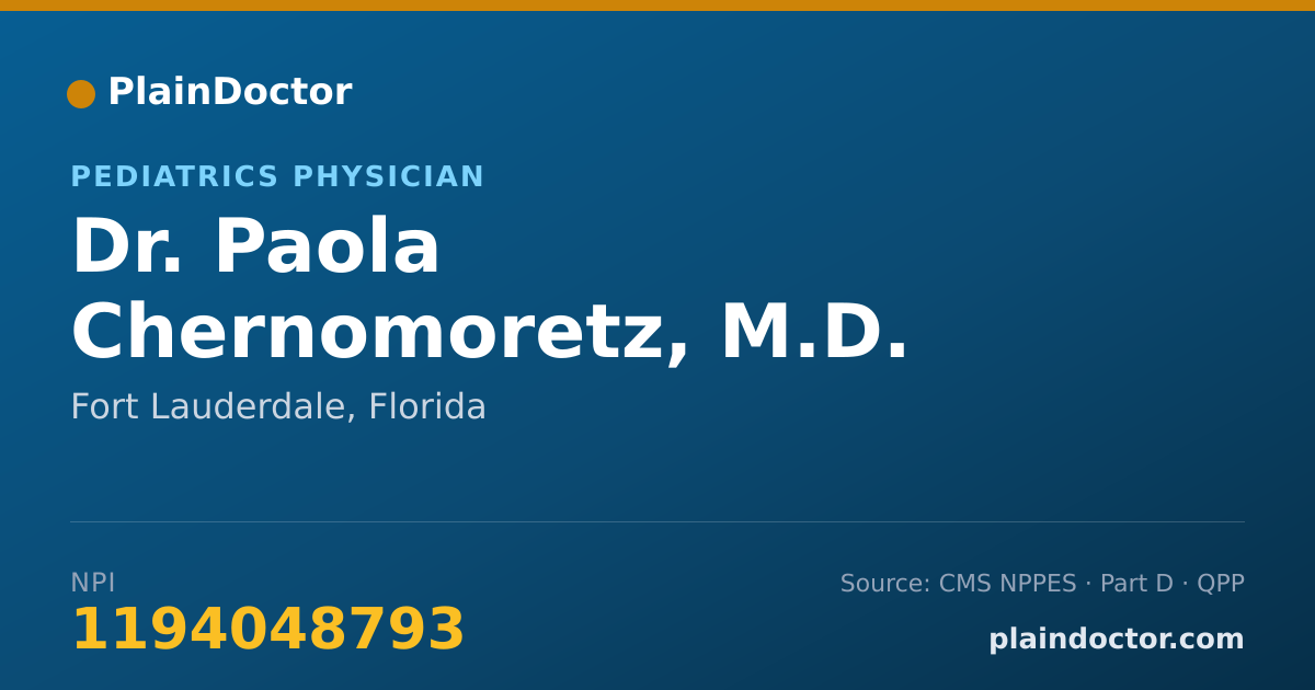 Shareable card for Paola Chernomoretz, M.D. - Pediatrics Physician, Fort Lauderdale, FL