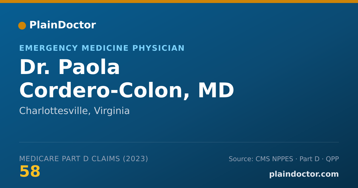 Shareable card for Paola Cordero-Colon, MD - Emergency Medicine Physician, Charlottesville, VA