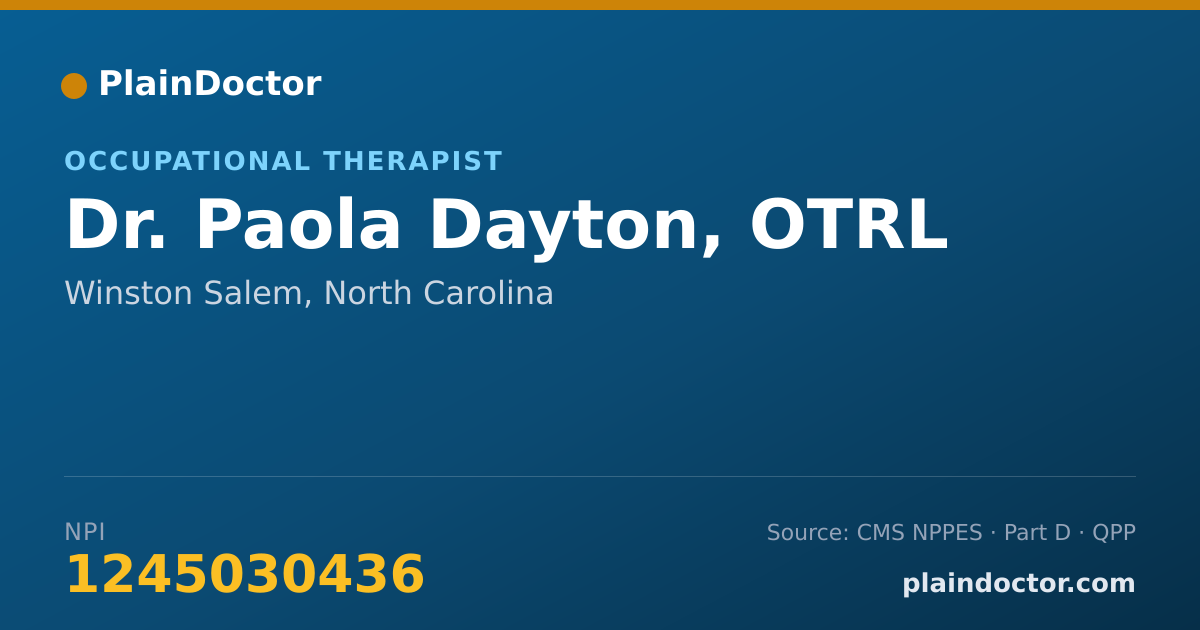 Shareable card for Paola Dayton, OTRL - Occupational Therapist, Winston Salem, NC