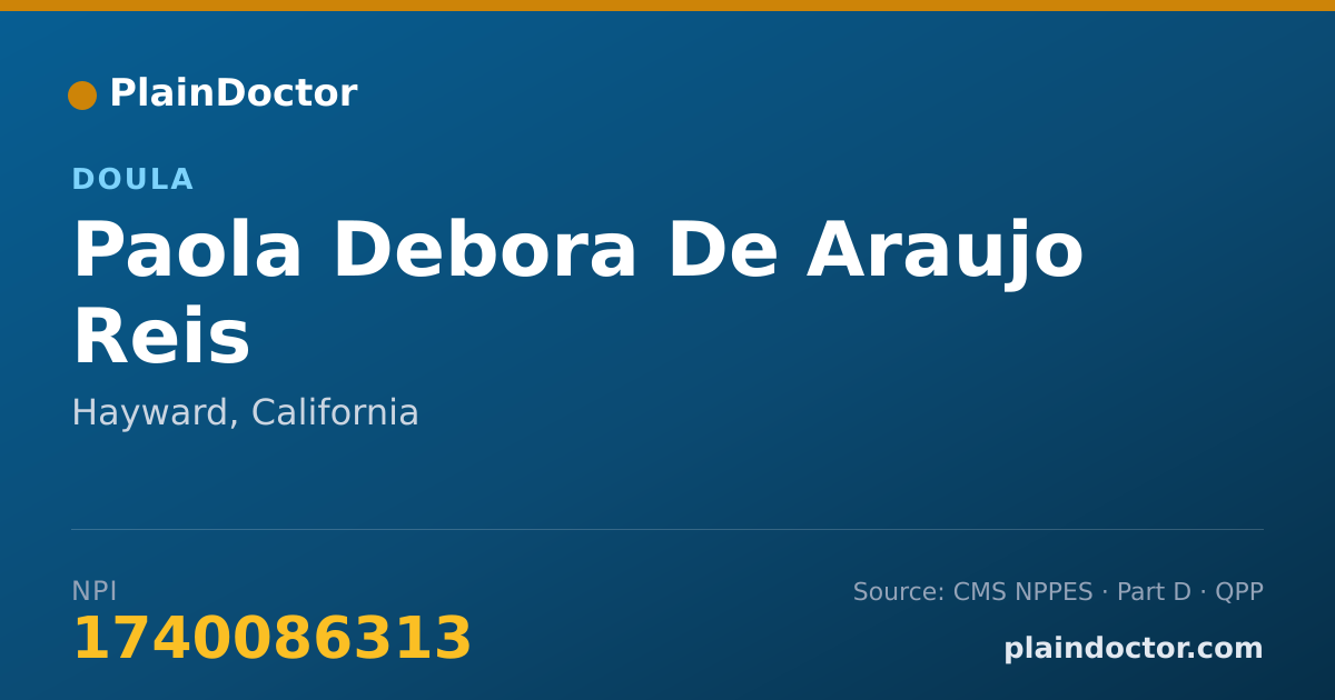 Shareable card for Paola Debora De Araujo Reis - Doula, Hayward, CA
