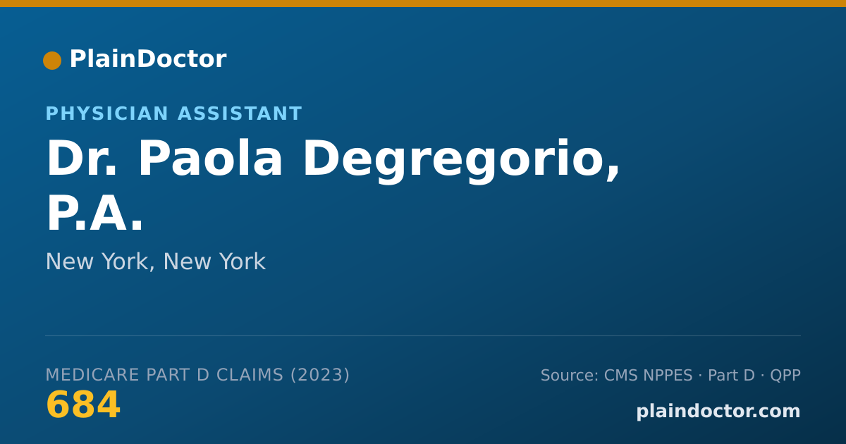 Shareable card for Paola Degregorio, P.A. - Physician Assistant, New York, NY