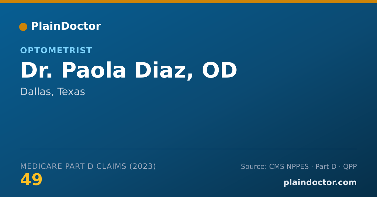 Shareable card for Paola Diaz, OD - Optometrist, Dallas, TX