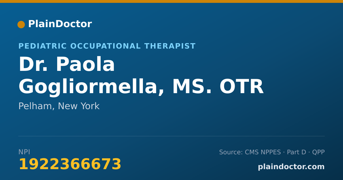 Shareable card for Paola Gogliormella, MS. OTR - Pediatric Occupational Therapist, Pelham, NY