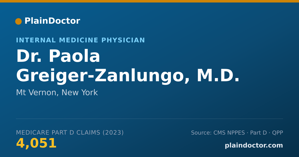 Shareable card for Paola Greiger-Zanlungo, M.D. - Internal Medicine Physician, Mt Vernon, NY