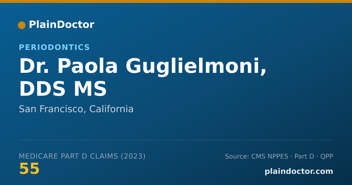 Shareable card for Paola Guglielmoni, DDS MS - Periodontics, San Francisco, CA