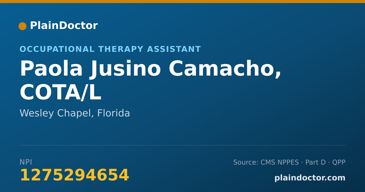 Shareable card for Paola Jusino Camacho, COTA/L - Occupational Therapy Assistant, Wesley Chapel, FL