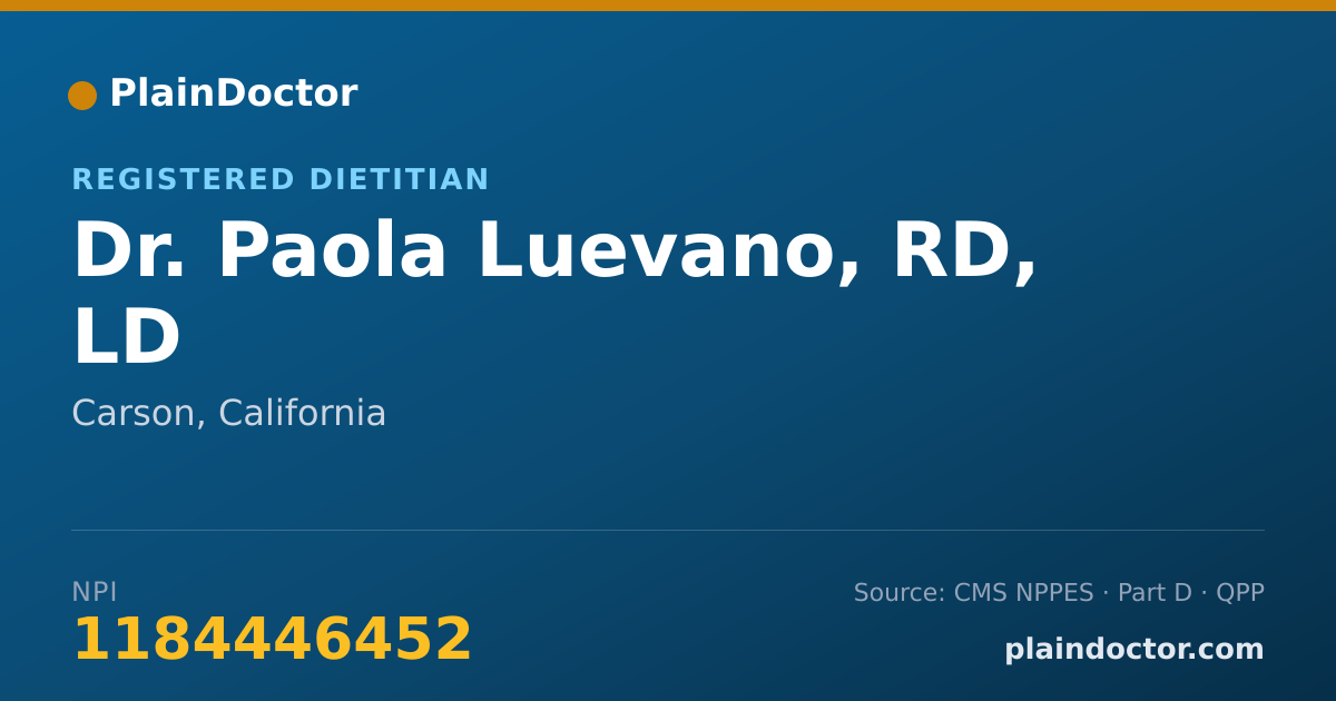 Shareable card for Paola Luevano, RD, LD - Registered Dietitian, Carson, CA