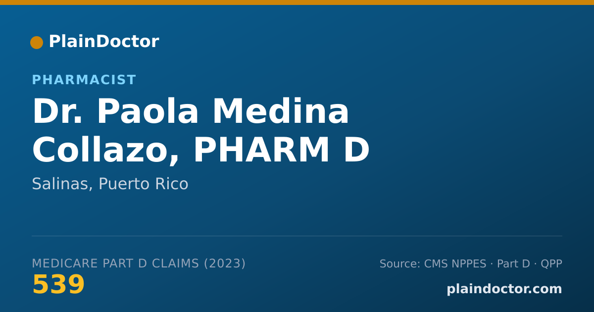 Shareable card for Paola Medina Collazo, PHARM D - Pharmacist, Salinas, PR
