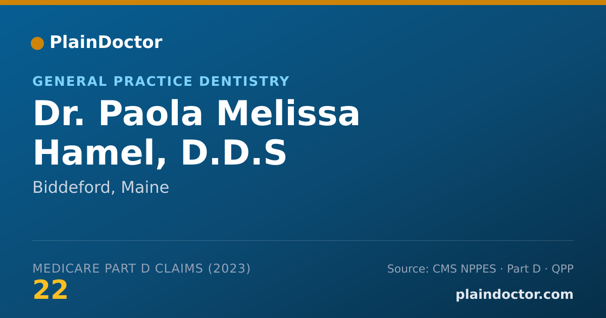Shareable card for Paola Melissa Hamel, D.D.S - General Practice Dentistry, Biddeford, ME