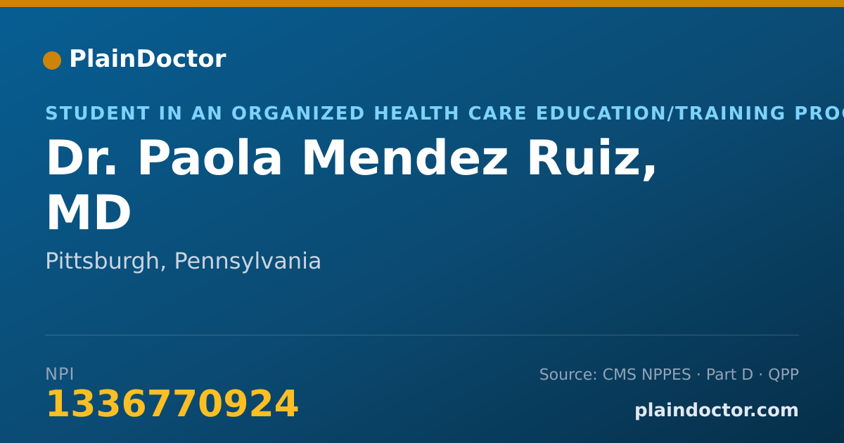 Shareable card for Paola Mendez Ruiz - Student in an Organized Health Care Education/Training Program, Guaynabo, PR