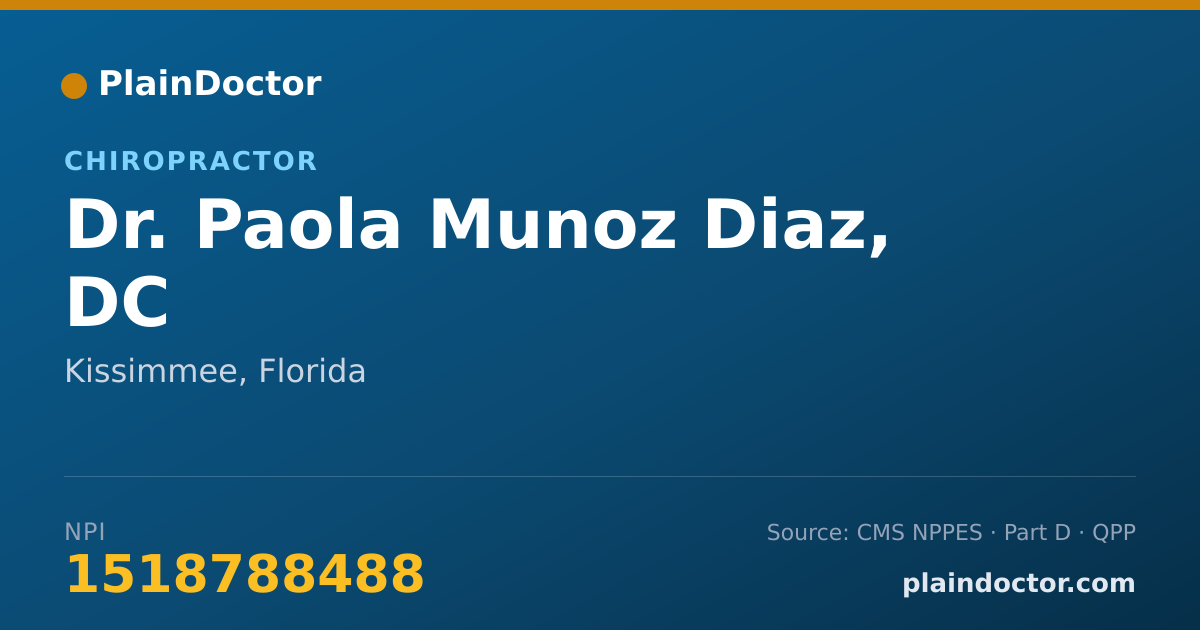 Shareable card for Paola Munoz Diaz, DC - Chiropractor, Kissimmee, FL