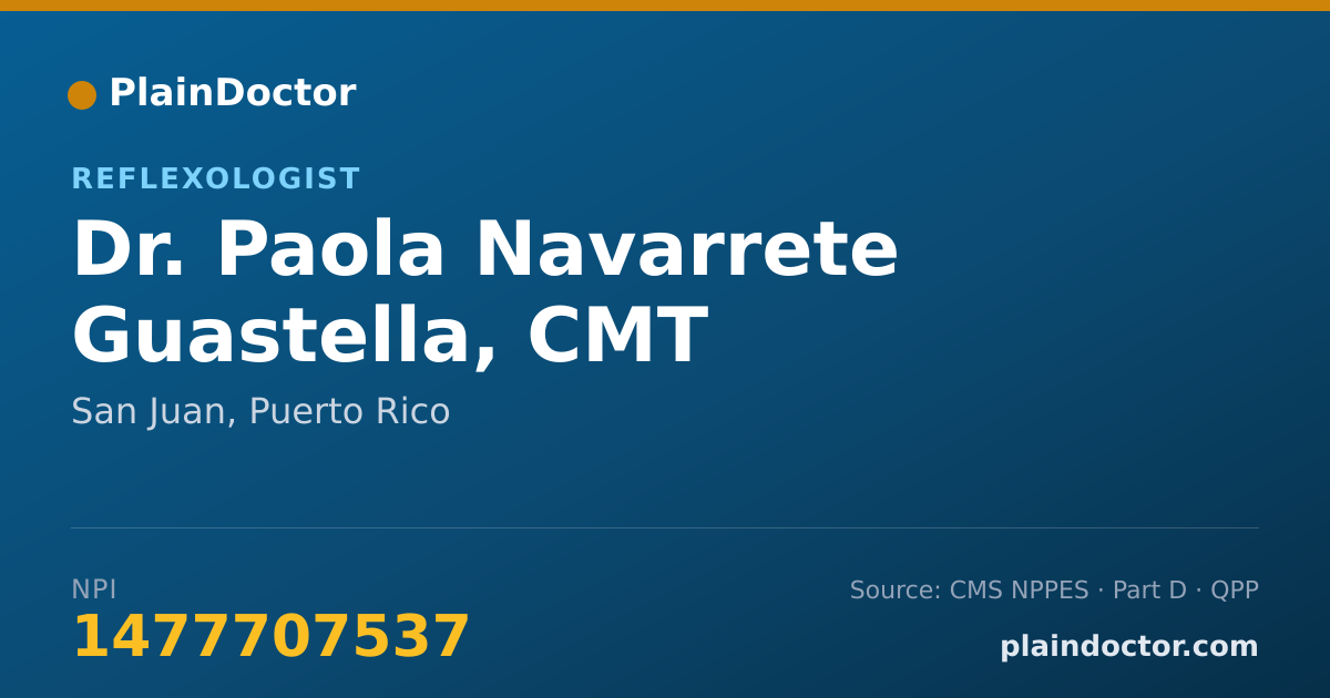 Shareable card for Paola Navarrete Guastella, CMT - Reflexologist, San Juan, PR