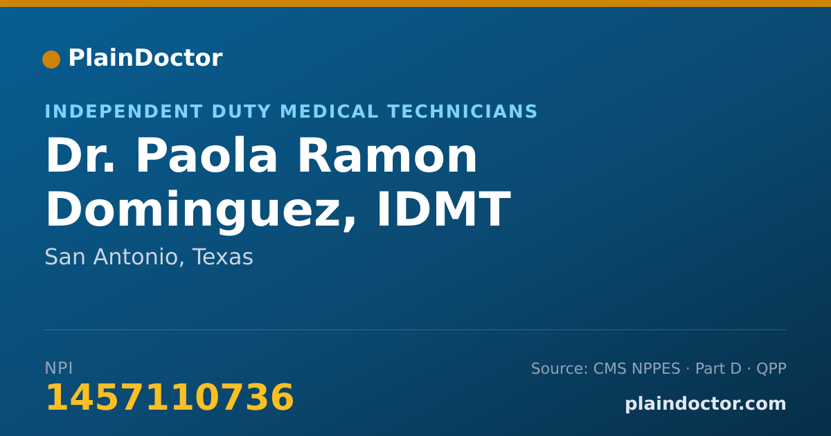 Shareable card for Paola Ramon Dominguez, IDMT - Independent Duty Medical Technicians, San Antonio, TX
