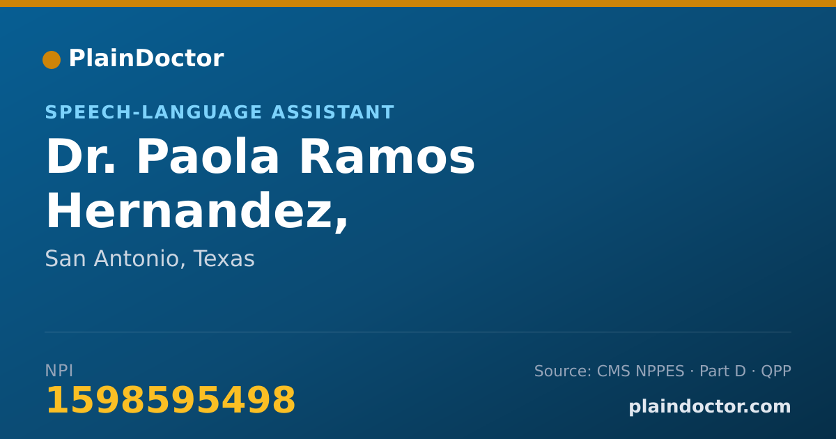 Shareable card for Paola Ramos Hernandez, SLP-ASSISTANT - Speech-Language Assistant, San Antonio, TX