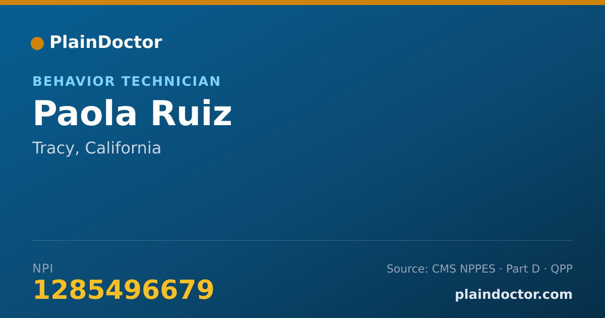 Shareable card for Paola Ruiz - Behavior Technician, Tracy, CA