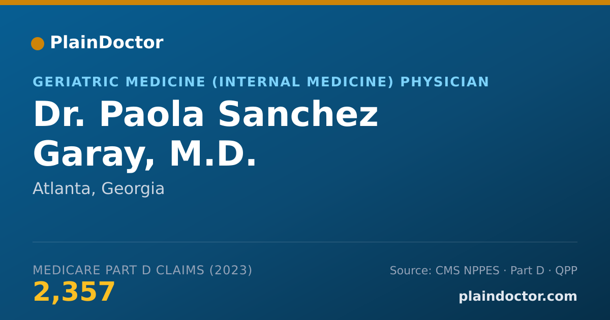 Shareable card for Paola Sanchez Garay, M.D. - Geriatric Medicine (Internal Medicine) Physician, Atlanta, GA