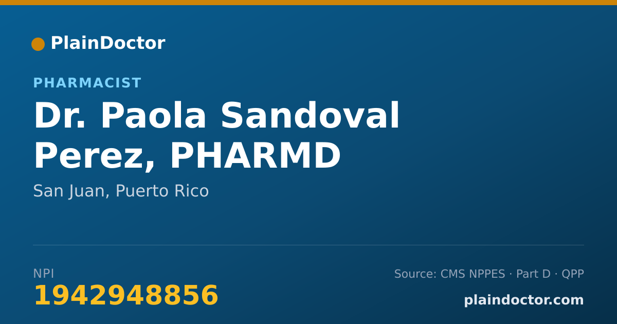 Shareable card for Paola Sandoval Perez, PHARMD - Pharmacist, San Juan, PR