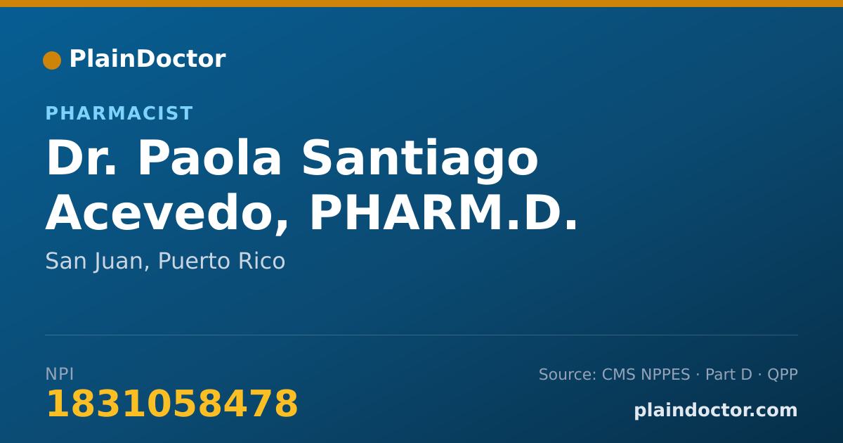 Shareable card for Paola Santiago Acevedo, PHARM.D. - Pharmacist, San Juan, PR