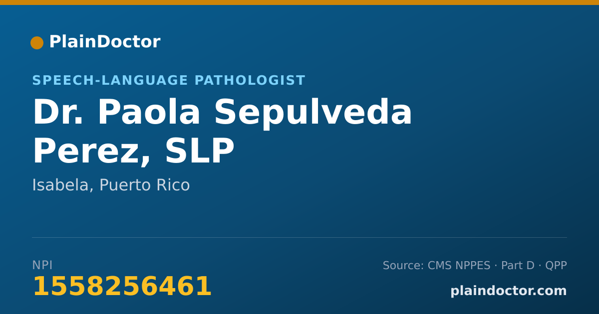 Shareable card for Paola Sepulveda Perez, SLP - Speech-Language Pathologist, Isabela, PR