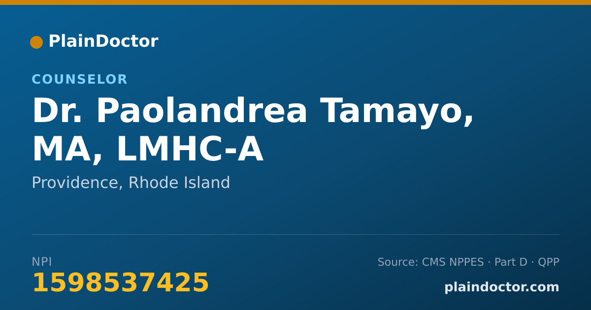 Shareable card for Paolandrea Tamayo, MA, LMHC-A - Counselor, Providence, RI