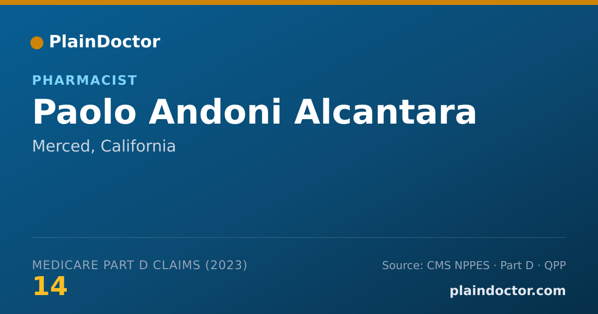 Shareable card for Paolo Andoni Alcantara - Pharmacist, Merced, CA