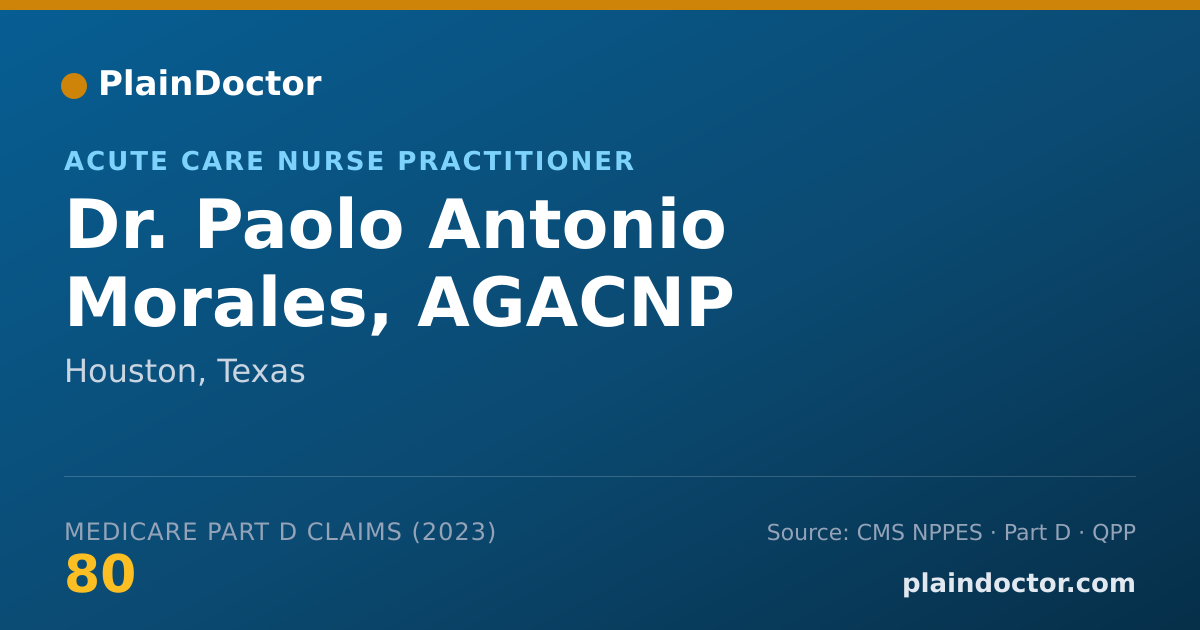 Shareable card for Paolo Antonio Morales, AGACNP - Acute Care Nurse Practitioner, Houston, TX