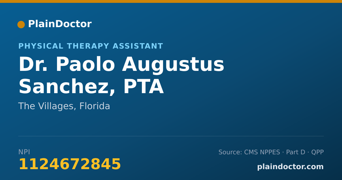 Shareable card for Paolo Augustus Sanchez, PTA - Physical Therapy Assistant, The Villages, FL