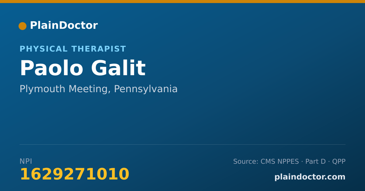 Shareable card for Paolo Galit - Physical Therapist, Plymouth Meeting, PA