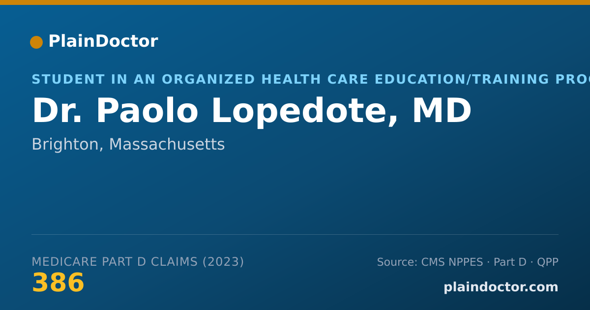 Shareable card for Paolo Lopedote, MD - Student in an Organized Health Care Education/Training Program, Brighton, MA