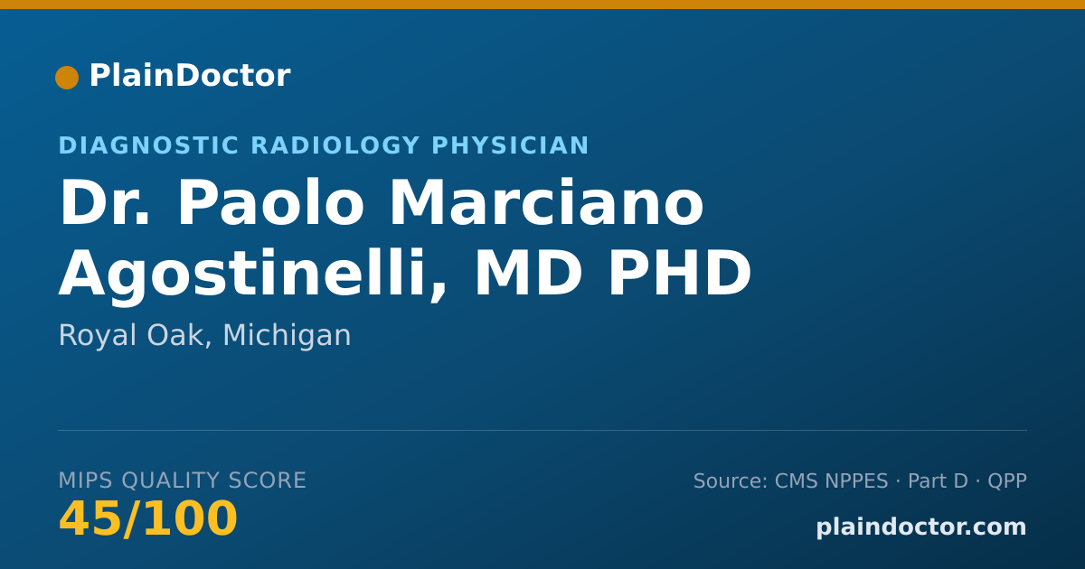 Shareable card for Paolo Marciano Agostinelli, MD PHD - Diagnostic Radiology Physician, Royal Oak, MI