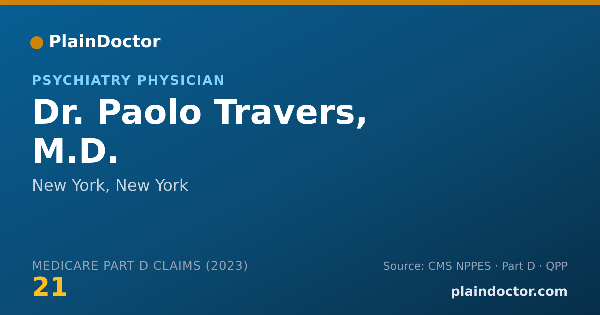Shareable card for Paolo Travers, M.D. - Psychiatry Physician, New York, NY