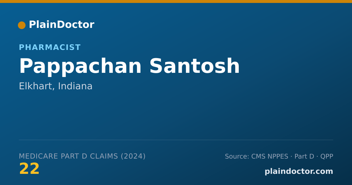 Shareable card for Pappachan Santosh - Pharmacist, Elkhart, IN