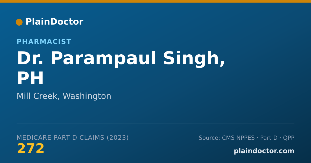 Shareable card for Parampaul Singh, PH - Pharmacist, Mill Creek, WA