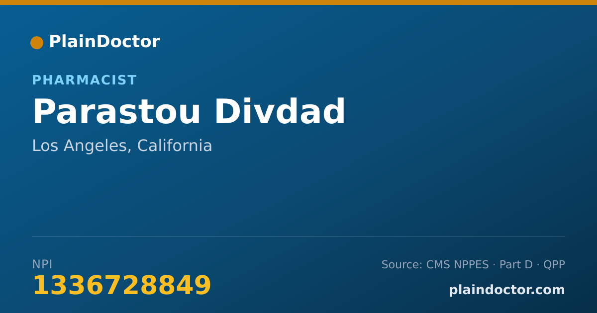 Shareable card for Parastou Divdad - Pharmacist, Los Angeles, CA