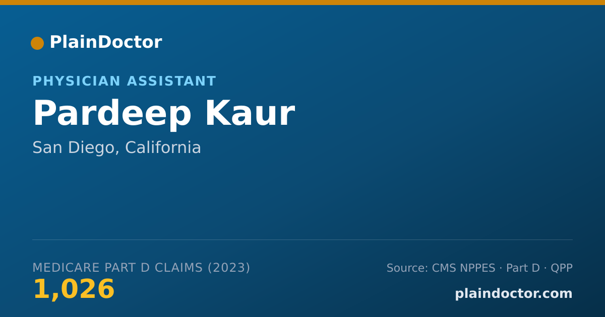 Shareable card for Pardeep Kaur - Physician Assistant, San Diego, CA