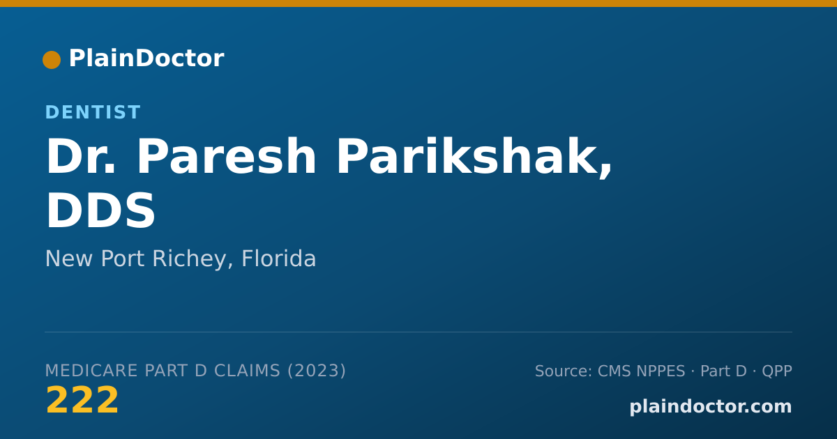 Shareable card for Paresh Parikshak, DDS - Dentist, New Port Richey, FL