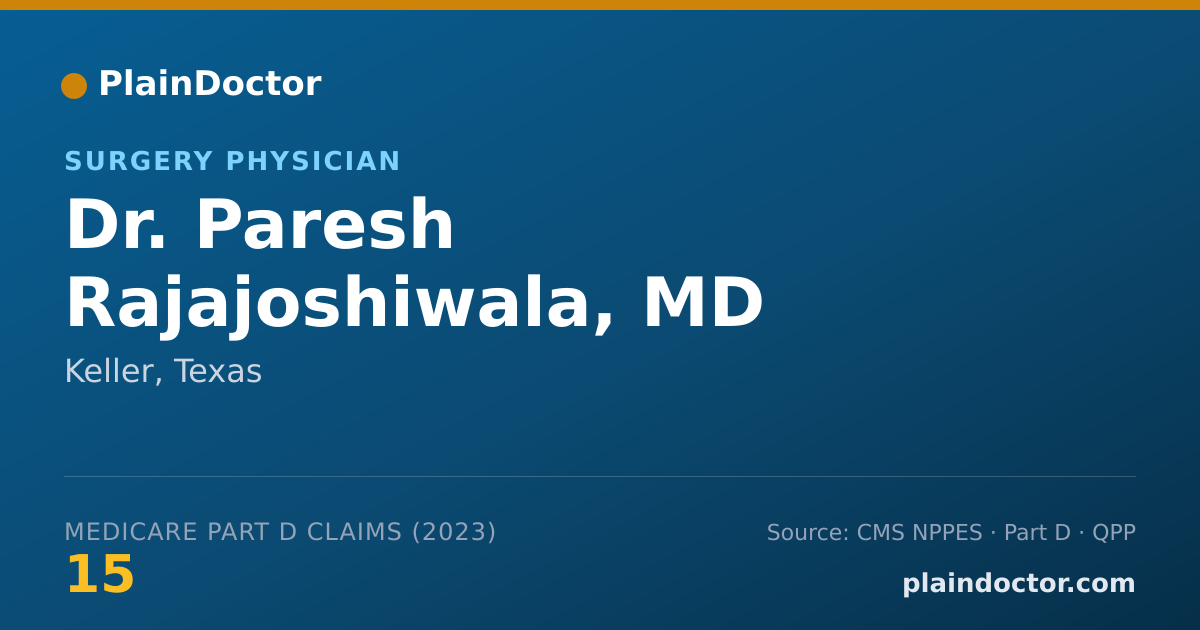 Shareable card for Paresh Rajajoshiwala, MD - Surgery Physician, Keller, TX