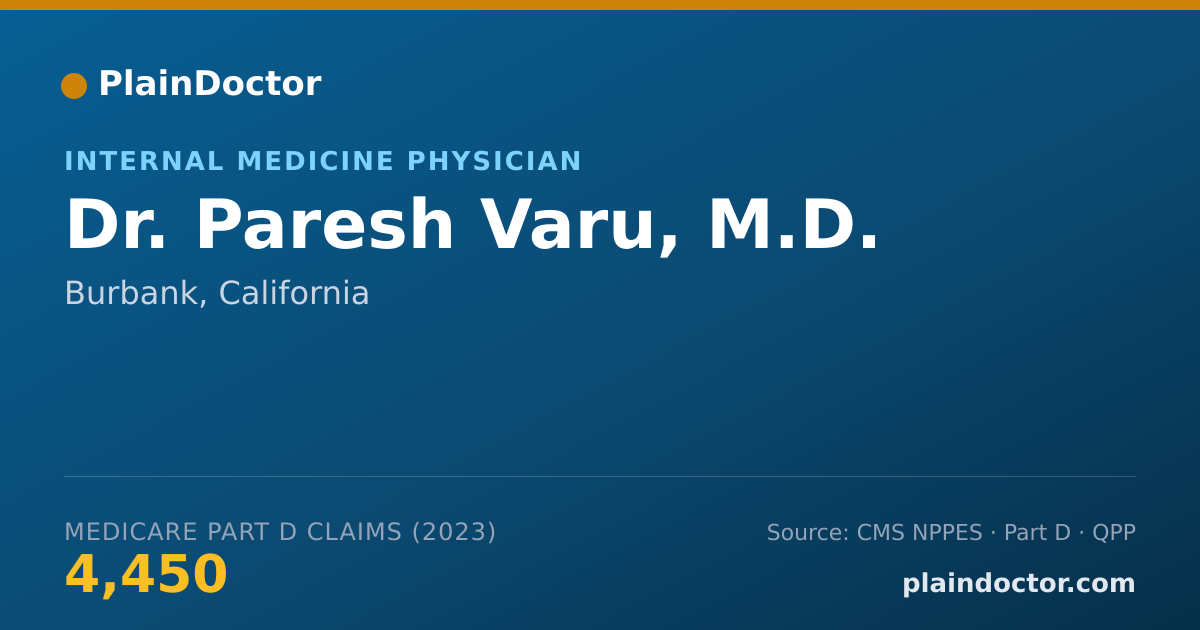 Shareable card for Paresh Varu, M.D. - Internal Medicine Physician, Burbank, CA