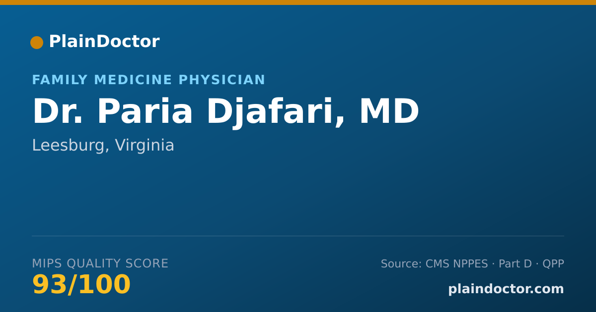 Shareable card for Paria Djafari, MD - Family Medicine Physician, Leesburg, VA