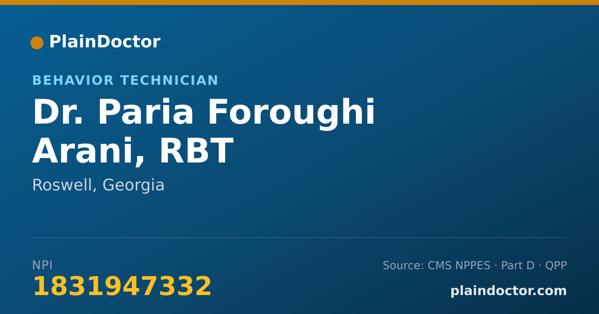 Shareable card for Paria Foroughi Arani, RBT - Behavior Technician, Roswell, GA