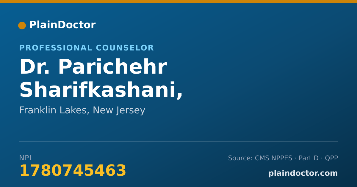 Shareable card for Parichehr Sharifkashani, M.A.,L.P.C.,L.R.C. - Professional Counselor, Franklin Lakes, NJ
