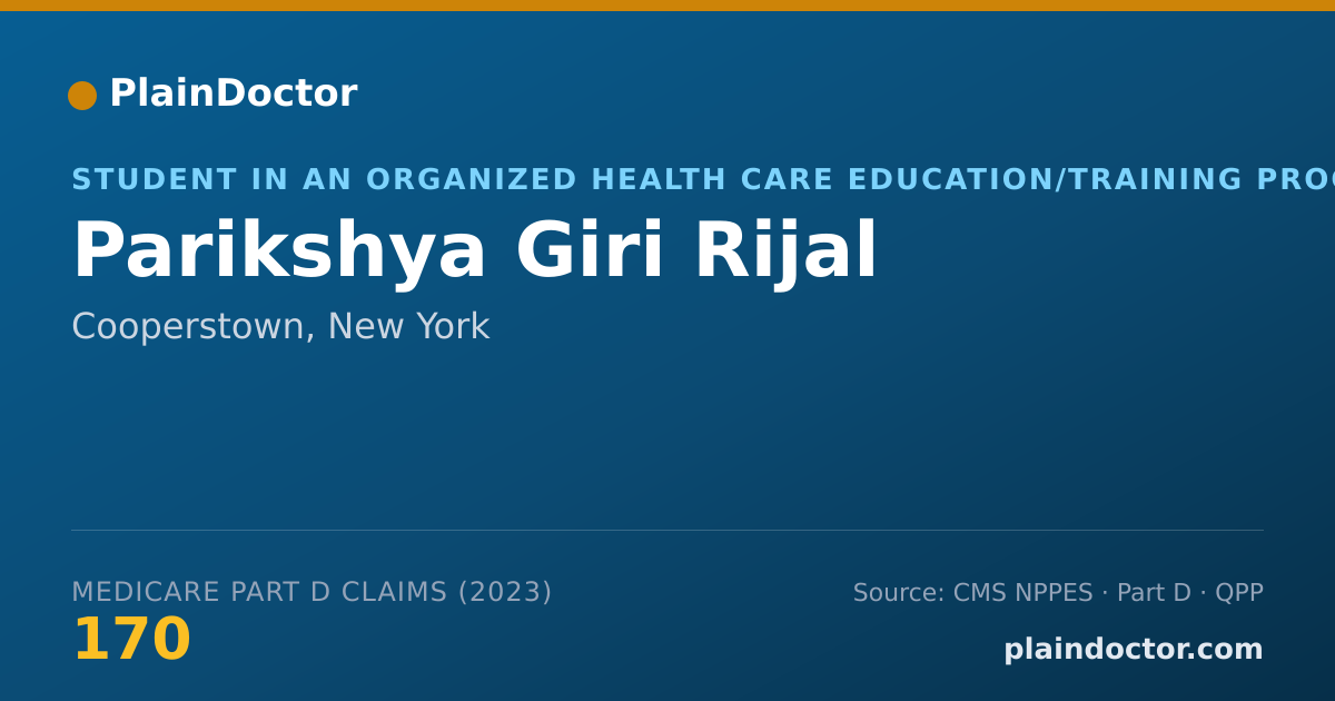 Shareable card for Parikshya Giri Rijal - Student in an Organized Health Care Education/Training Program, Cooperstown, NY