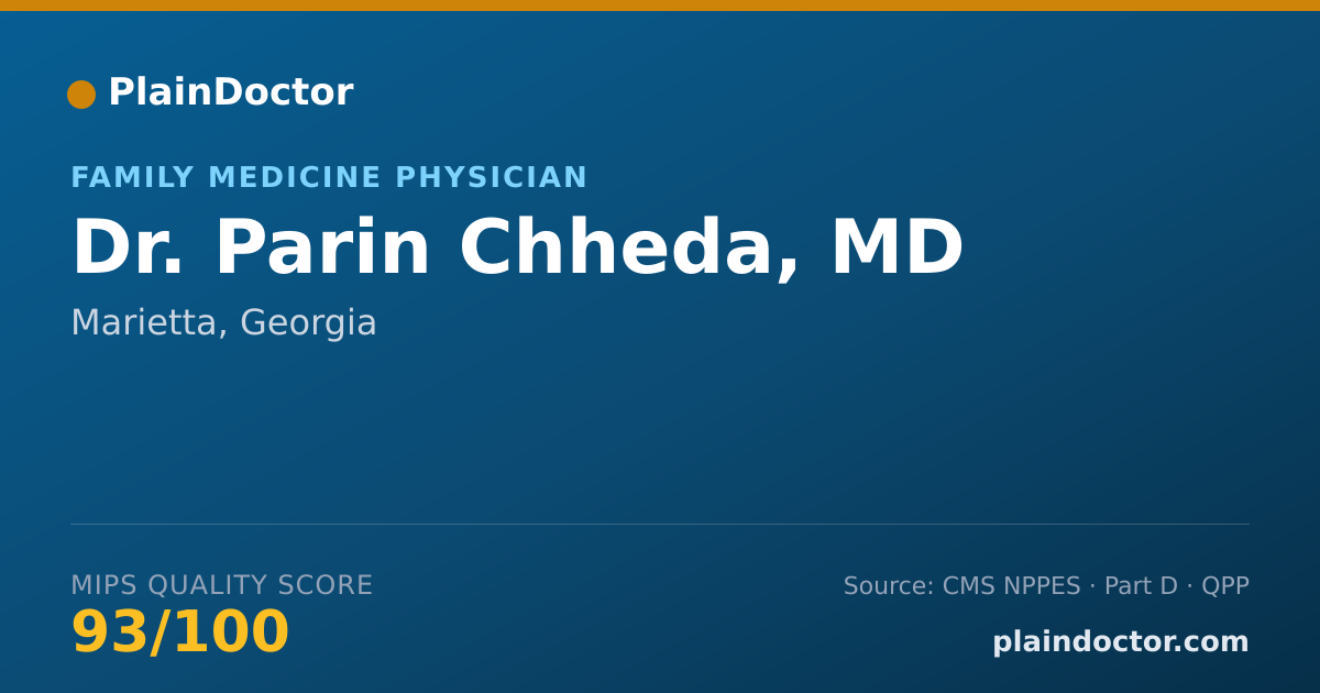 Shareable card for Parin Chheda, MD - Family Medicine Physician, Marietta, GA