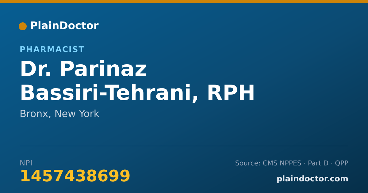 Shareable card for Parinaz Bassiri-Tehrani, RPH - Pharmacist, Bronx, NY