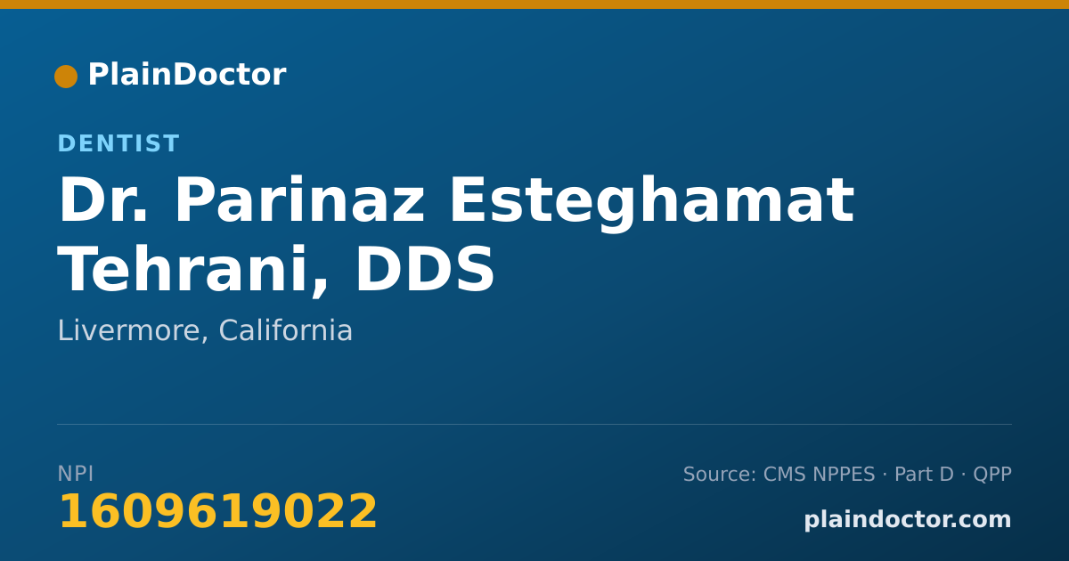 Shareable card for Parinaz Esteghamat Tehrani, DDS - Dentist, Livermore, CA