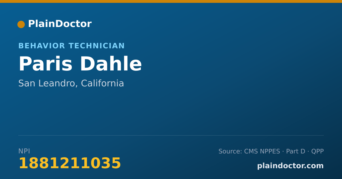 Shareable card for Paris Dahle - Behavior Technician, San Leandro, CA