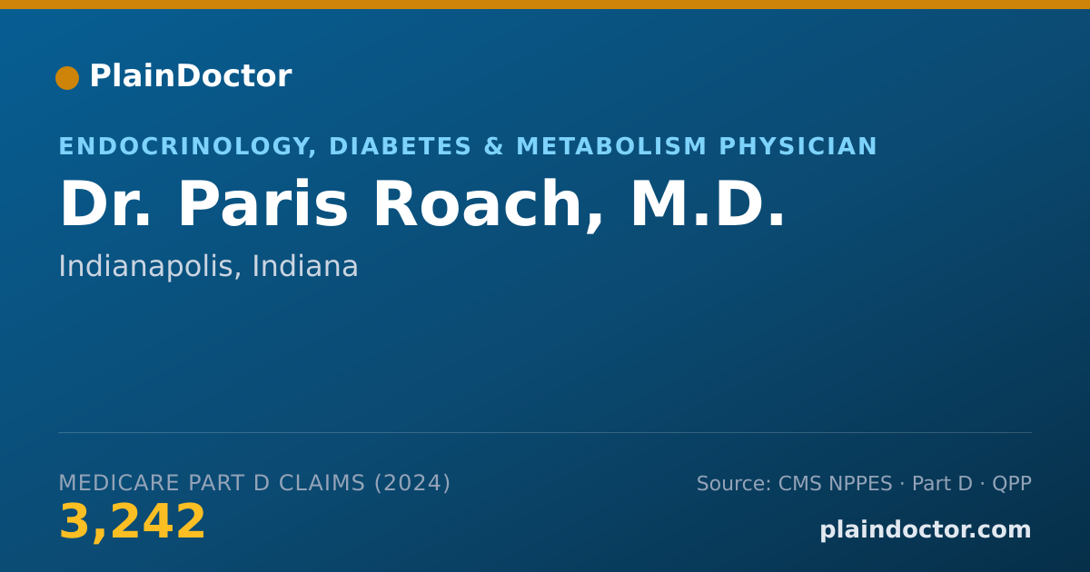 Shareable card for Paris Roach, M.D. - Endocrinology, Diabetes & Metabolism Physician, Indianapolis, IN